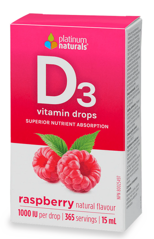 Platinum Naturals Vitamin D3 Drops 1000 iu Raspberry flavor